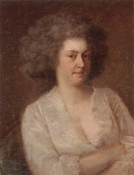 unknow artist Portrait of a lady,half-length,seated,wearing a white dress oil painting picture